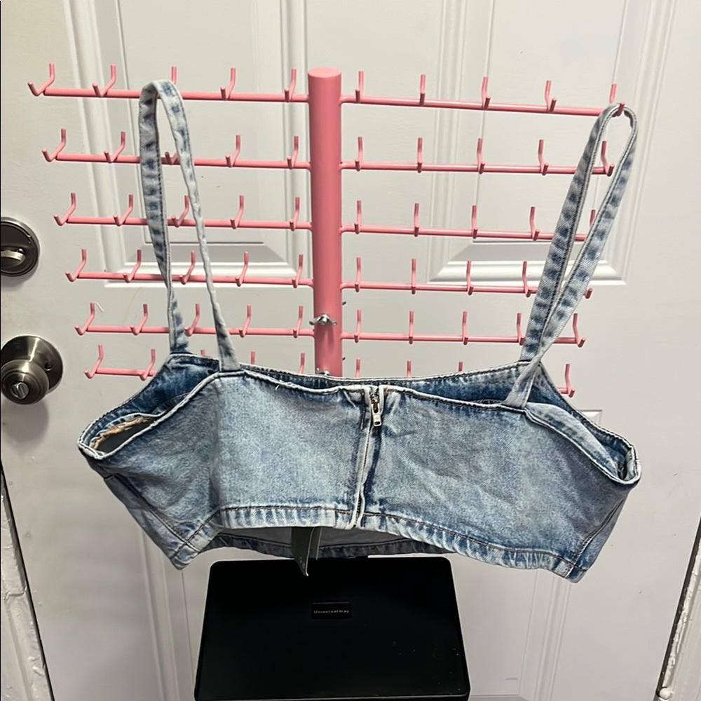 Light Blue Denim Crop Top